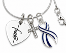 ALS Awareness Faith Necklace with Laser Engraved Heart, Pavé Cross & ALS Ribbon – Inspirational Christian Gift
