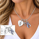 ALS Awareness Faith Necklace with Laser Engraved Heart, Pavé Cross & ALS Ribbon – Inspirational Christian Gift