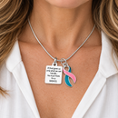 Pink & Teal Awareness Ribbon Necklace – BADASS Previvor BRCA Gift, Hereditary Cancer Risk Support Jewelry
