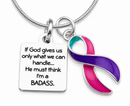 Pink Teal Purple Thyroid Cancer Awareness Necklace – BADASS Thyroid Cancer Fighter & Survivor Gift