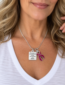 Burgundy Ribbon Necklace  - If God Gives Us Only What We Can Handle He Must Think I'm A Badass