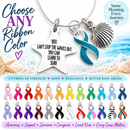 Choose Any Awareness Ribbon Necklace, You Can't Stop the Waves Starfish Pendant, Personalized Cancer Survivor Gift, Inspirational Beach Jewelry