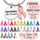 Nevertheless She Persisted Necklace, Choose Any Awareness Ribbon Color, Cancer Survivor Gift, Uterine Cancer, Inspirational Jewelry