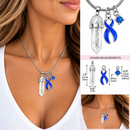 Periwinkle Awareness Ribbon Clear Quartz Crystal Necklace – Stomach Cancer, Esophageal Cancer & Eating Disorder Awareness Gift