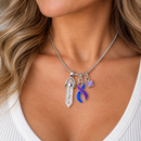 Blue & Purple Ribbon Healing Quartz Crystal Necklace