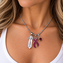 Burgundy Awareness Ribbon Clear Quartz Crystal Necklace – Healing Crystal Jewelry, Multiple Myeloma, Sickle Cell, Brain Aneurysm & Chronic Illness Support Gift