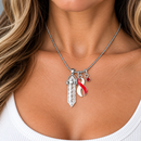 Red & White Awareness Ribbon Clear Quartz Crystal Necklace – Head & Neck Cancer, Oral Cancer & Aplastic Anemia Awareness Gift