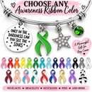 Choose Any Awareness Ribbon Bracelet, Cancer Survivor Gift, Mental Health Jewelry, Inspirational Hope Bracelet, Personalized Ribbon Color