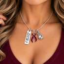 Burgundy Ribbon Cancer Awareness Necklace, This Is Tough But So Am I Gift, Multiple Myeloma Jewelry, Cancer Fighter Survivor Gift