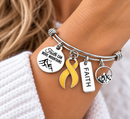Childhood Cancer Awareness Bracelet, Gold Ribbon Bracelet, Faith Can Move Mountains, Pediatric Cancer Gift, Cancer Warrior Jewelry