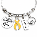 Childhood Cancer Awareness Bracelet, Gold Ribbon Bracelet, Faith Can Move Mountains, Pediatric Cancer Gift, Cancer Warrior Jewelry