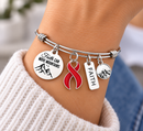 Red Awareness Ribbon Faith Bracelet, Faith Can Move Mountains Jewelry, Heart Disease Stroke HIV AIDS Support, Survivor Warrior Gift