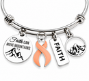 Choose Any Awareness Ribbon Bracelet, Faith Can Move Mountains Bracelet, Cancer Survivor Gift, Personalized Cause Jewelry, Warrior Gift