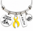 Yellow Ribbon Awareness Bracelet, Faith Can Move Mountains Bracelet, Cancer & Endometriosis Awareness Gift, Warrior Survivor Jewelry