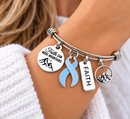Prostate Cancer Awareness Bracelet, Light Blue Ribbon Bracelet, Faith Can Move Mountains, Prostate Cancer Gift, Survivor Support Jewelry