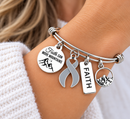 Brain Cancer Awareness Bracelet, Gray Ribbon Bracelet, Faith Can Move Mountains, Brain Tumor Gift, Cancer Survivor Faith Jewelry