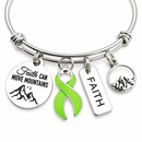 Non Hodgkin Lymphoma Bracelet, Lime Green Ribbon Bracelet, Faith Can Move Mountains, Cancer Survivor Gift, Lymphoma Awareness Jewelry
