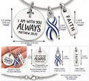 ALS Awareness Necklace, Blue White Ribbon Jewelry, Matthew 28:20 Bible Verse Necklace, Christian Faith Gift, ALS Warrior Caregiver Gift