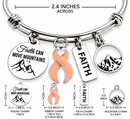 Uterine Cancer Awareness Bracelet, Peach Ribbon Bracelet, Endometrial Cancer Gift, Faith Can Move Mountains, Cancer Survivor Jewelry