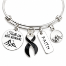 Black Ribbon Faith Bracelet, Faith Can Move Mountains Bracelet, Melanoma Awareness Gift, Cancer Support Jewelry, Mourning & Grief Gift