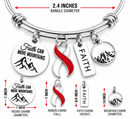 Red & White Awareness Ribbon Faith Bracelet, Faith Can Move Mountains Jewelry, Aplastic Anemia DVT Head Neck Cancer Support Gift