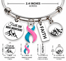 Previvor Bracelet, BRCA1 BRCA2 Gift, Pink & Teal Ribbon Bracelet, Preventive Mastectomy Gift, Faith Can Move Mountains Jewelry