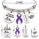 Purple Awareness Ribbon Faith Bracelet, Faith Can Move Mountains Jewelry, Cancer Survivor Gift, Lupus Epilepsy Alzheimer’s Support Gift