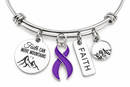 Choose Any Awareness Ribbon Bracelet, Faith Can Move Mountains Bracelet, Cancer Survivor Gift, Personalized Cause Jewelry, Warrior Gift