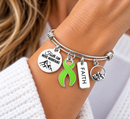 Non Hodgkin Lymphoma Bracelet, Lime Green Ribbon Bracelet, Faith Can Move Mountains, Cancer Survivor Gift, Lymphoma Awareness Jewelry