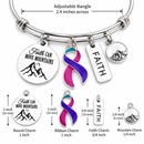 Thyroid Cancer Awareness Bracelet, Pink Teal Purple Ribbon Jewelry, Faith Can Move Mountains Bracelet, Thyroid Cancer Gift for Her