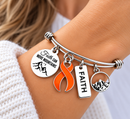 Leukemia Awareness Bracelet, Orange Ribbon Bracelet, Faith Can Move Mountains, Kidney Cancer Gift, Cancer Survivor Faith Jewelry