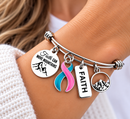 Previvor Bracelet, BRCA1 BRCA2 Gift, Pink & Teal Ribbon Bracelet, Preventive Mastectomy Gift, Faith Can Move Mountains Jewelry