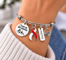 Red & White Awareness Ribbon Faith Bracelet, Faith Can Move Mountains Jewelry, Aplastic Anemia DVT Head Neck Cancer Support Gift