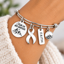 Lung Cancer Awareness Bracelet, White Ribbon Cancer Gift, Faith Can Move Mountains Bracelet, Cancer Warrior Survivor Gift for Her