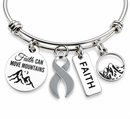 Brain Cancer Awareness Bracelet, Gray Ribbon Bracelet, Faith Can Move Mountains, Brain Tumor Gift, Cancer Survivor Faith Jewelry