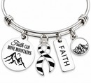 Rare Disease Awareness Bracelet, Zebra Ribbon Bracelet, Faith Can Move Mountains Jewelry, Rare Disease Warrior Survivor Gift for Her