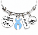 Prostate Cancer Awareness Bracelet, Light Blue Ribbon Bracelet, Faith Can Move Mountains, Prostate Cancer Gift, Survivor Support Jewelry