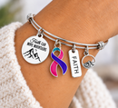 Thyroid Cancer Awareness Bracelet, Pink Teal Purple Ribbon Jewelry, Faith Can Move Mountains Bracelet, Thyroid Cancer Gift for Her