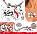 Oral Cancer Awareness Necklace, Red White Ribbon, Head Neck Throat Cancer Survivor Gift, Matthew 28:20 Christian Faith Jewelry