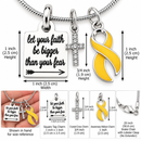 Childhood Cancer Awareness Necklace, Gold Ribbon Jewelry, Faith Over Fear Cross Necklace, Pediatric Cancer Warrior Gift, Christian Encouragement