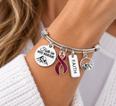 Multiple Myeloma Bracelet, Burgundy Ribbon Awareness Bracelet, Faith Can Move Mountains, Cancer Survivor Gift, Myeloma Support Gift