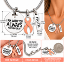 Uterine Cancer Awareness Necklace, Peach Ribbon Jewelry, Endometrial Cancer Survivor Gift, Matthew 28:20 Christian Faith Necklace