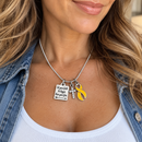 Childhood Cancer Awareness Necklace, Gold Ribbon Jewelry, Faith Over Fear Cross Necklace, Pediatric Cancer Warrior Gift, Christian Encouragement