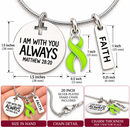 Lime Green Ribbon Awareness Necklace, Non Hodgkin Lymphoma Gift, Lyme Disease Jewelry, Matthew 28:20 Faith Necklace, Christian Gift