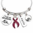 Multiple Myeloma Bracelet, Burgundy Ribbon Awareness Bracelet, Faith Can Move Mountains, Cancer Survivor Gift, Myeloma Support Gift