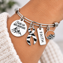 Rare Disease Awareness Bracelet, Zebra Ribbon Bracelet, Faith Can Move Mountains Jewelry, Rare Disease Warrior Survivor Gift for Her