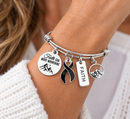 Black Ribbon Faith Bracelet, Faith Can Move Mountains Bracelet, Melanoma Awareness Gift, Cancer Support Jewelry, Mourning & Grief Gift