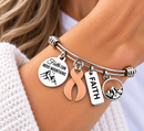 Uterine Cancer Awareness Bracelet, Peach Ribbon Bracelet, Endometrial Cancer Gift, Faith Can Move Mountains, Cancer Survivor Jewelry