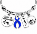 Stomach Cancer Awareness Bracelet, Periwinkle Ribbon Bracelet, Gastric Cancer Gift, Faith Can Move Mountains, Cancer Survivor Gift