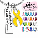 Though She Be But Little She Is Fierce Necklace, Choose Any Awareness Ribbon Color, Cancer Survivor Gift, Warrior Jewelry, Inspirational Gift